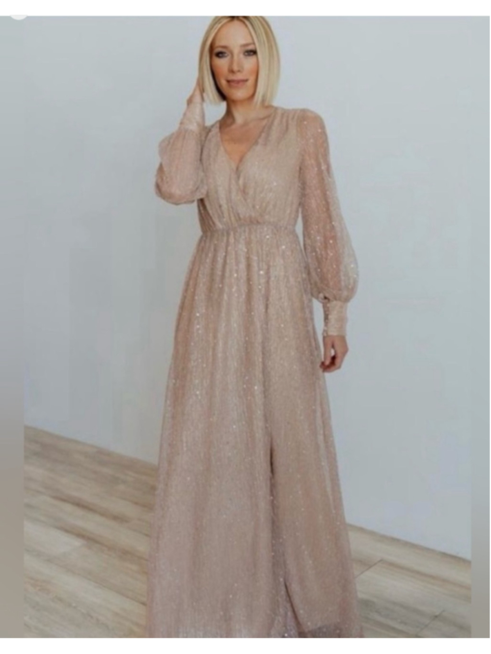 Baltic Born Abigail Blush Champagne Shimmer Maxi Dress Size XXXL NWT - Picture 2 of 10